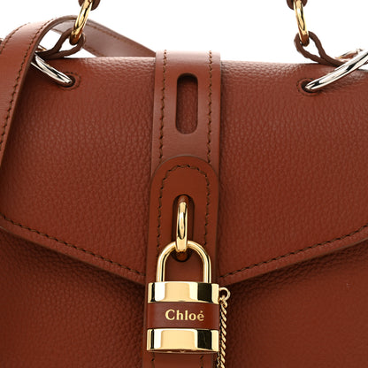 Chloe Shiny Grained Calfskin Medium Aby Day Shoulder Bag Sepia Brown 8 of 10