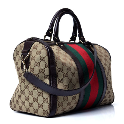 Gucci Monogram Vintage Web Medium Boston Dark Brown 2 of 4