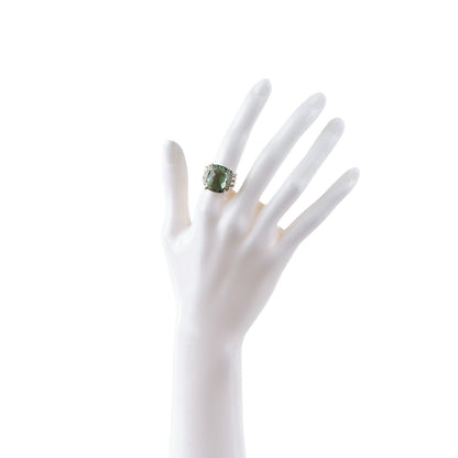 David Yurman Sterling Silver Diamond Prasiolite 16mm Wheaton Ring 51 5.75 2 of 4