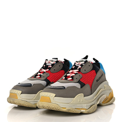 Balenciaga Mesh Nubuck Mens Triple S Sneakers 40 Bleu Gris Rouge 3 of 9