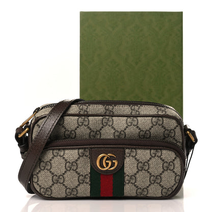 Gucci GG Supreme Monogram Textured Dollar Calfskin Web Mini Ophidia Convertible Shoulder Bag Beige Ebony New Acero 10 of 10
