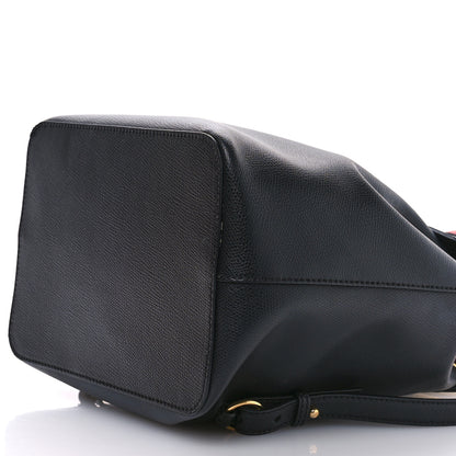 Fendi Vitello Cruise Bi-Color FF 1974 Embossed F is Fendi Drawstring Backpack Black Fragola Maya 10 of 10