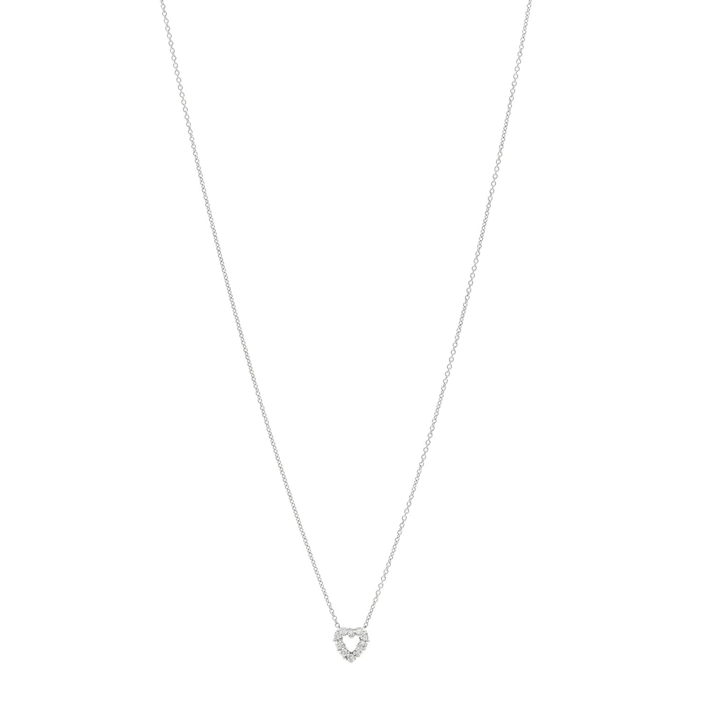 18K White Gold Diamond Tiny Treasures Heart Pendant Necklace