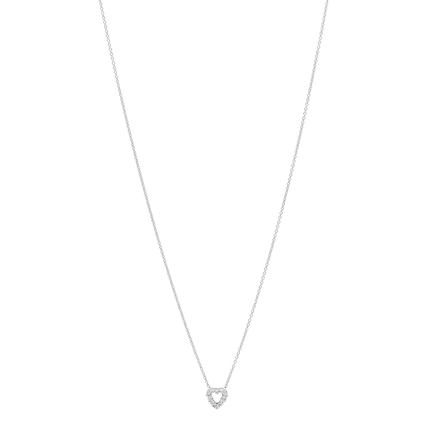 Roberto Coin 18K White Gold Diamond Tiny Treasures Heart Pendant Necklace 1 of 4