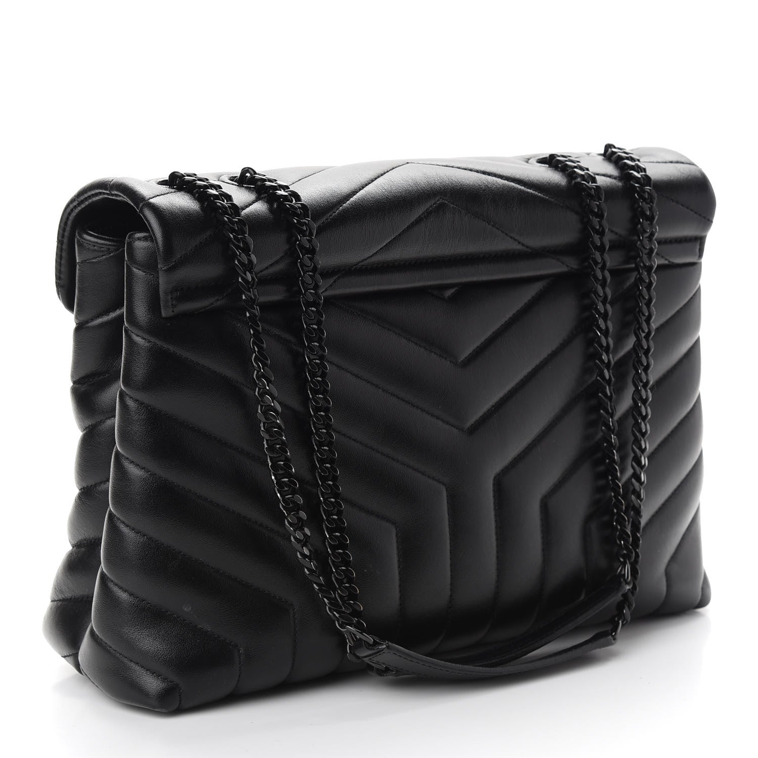 Saint Laurent Calfskin Y Quilted Monogram Medium Loulou Chain Satchel Black 3 of 9