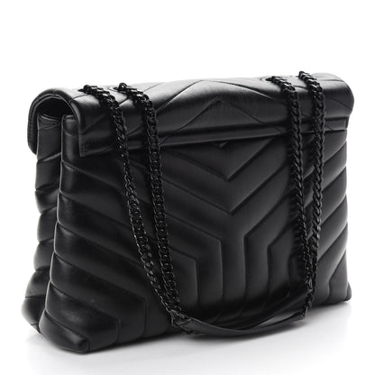Saint Laurent Calfskin Y Quilted Monogram Medium Loulou Chain Satchel Black 3 of 9