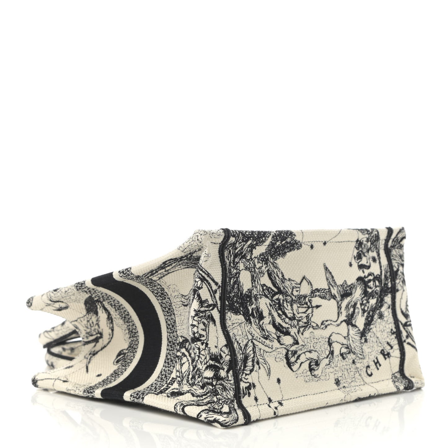 Canvas Embroidered Small Zodiac Toile De Jouy Book Tote Latte