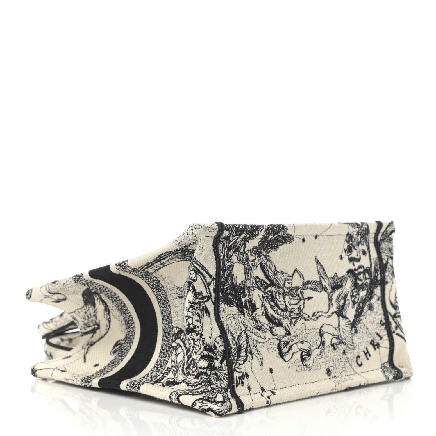 Christian Dior Canvas Embroidered Small Zodiac Toile De Jouy Book Tote Latte 4 of 10