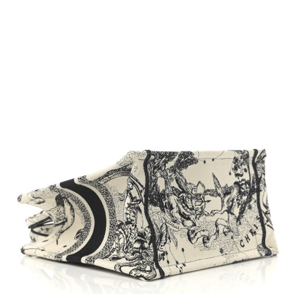 Christian Dior Canvas Embroidered Small Zodiac Toile De Jouy Book Tote Latte 4 of 10