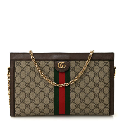 Gucci GG Supreme Monogram Web Medium Ophidia Chain Shoulder Bag Brown 1 of 10