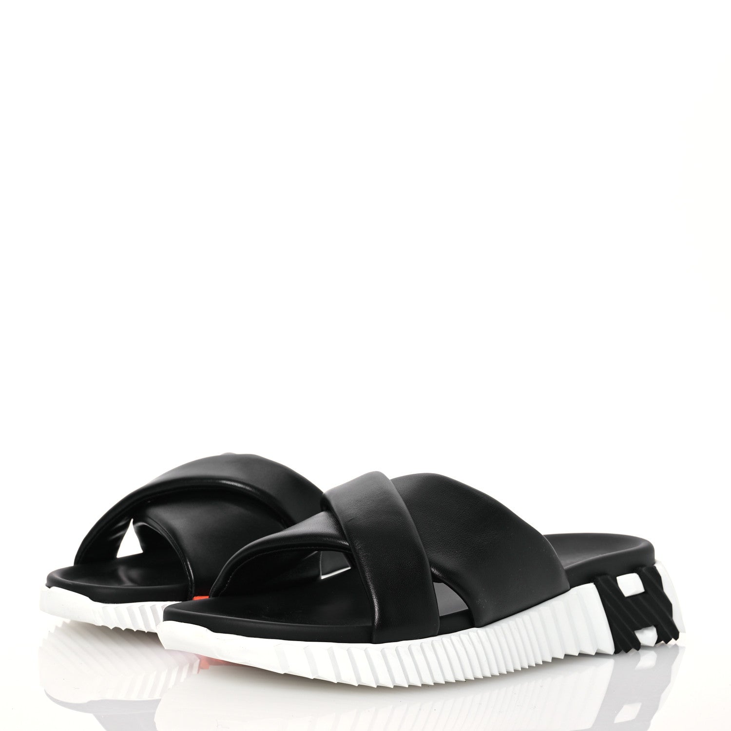 Hermes Nappa Womens Infra Sandals 39.5 Black 3 of 11