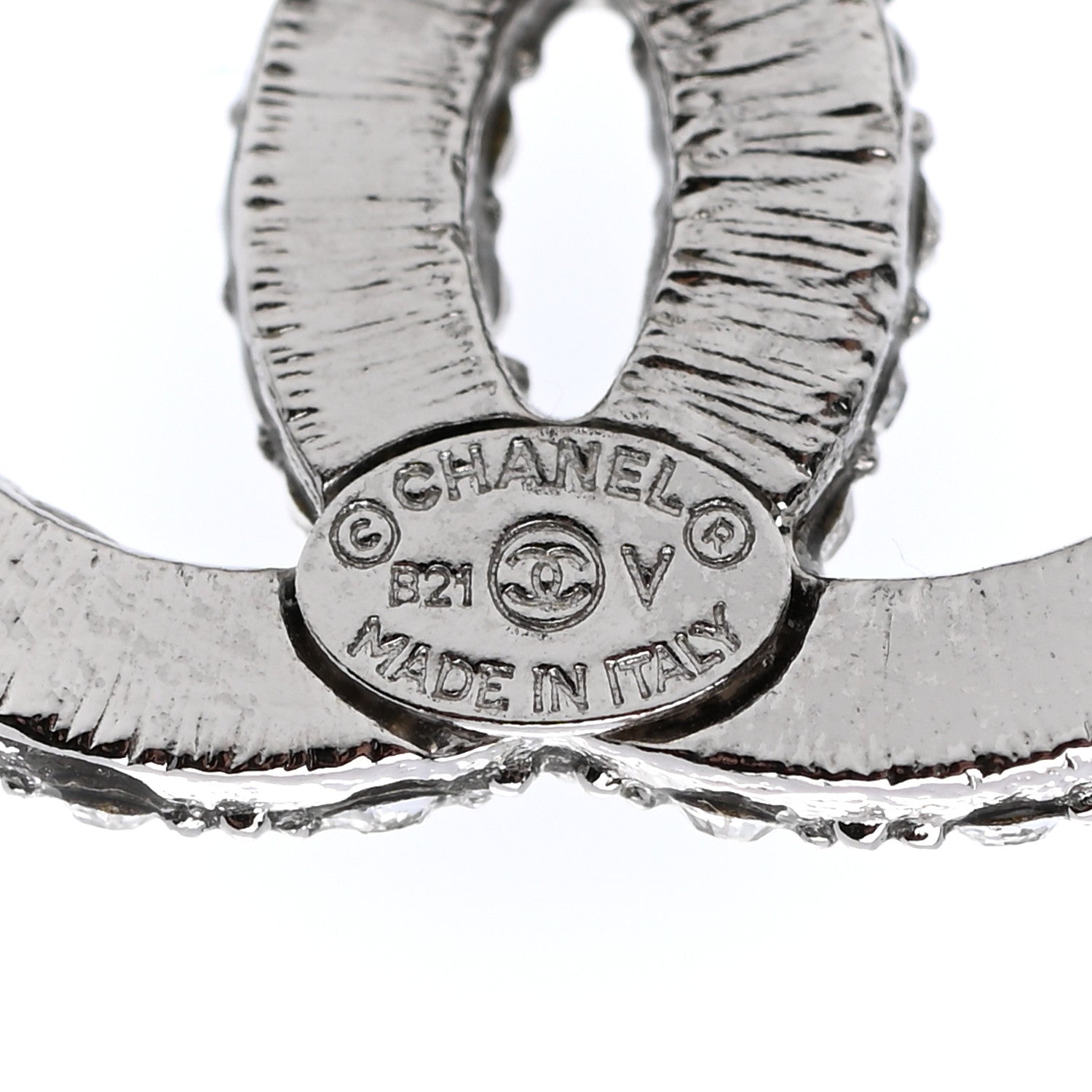 Chanel Crystal CC Earrings Silver 4 of 5