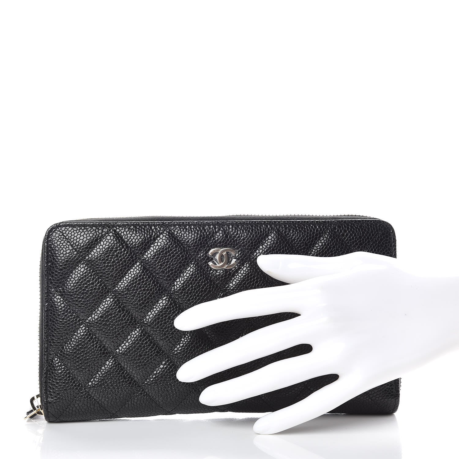 Chanel Caviar Quilted Large Zip Around Organizer Wallet Black 2 of 11