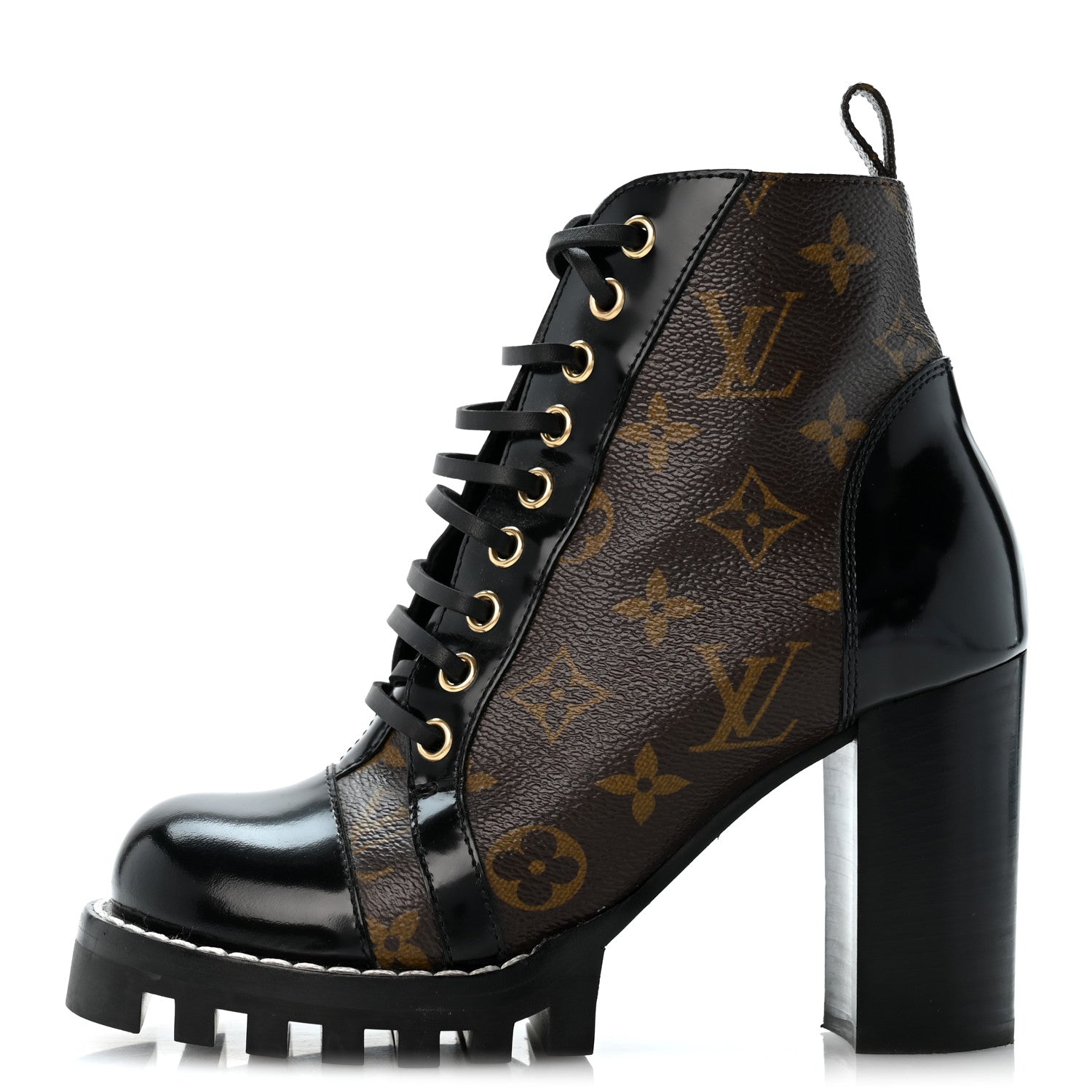 Louis Vuitton Patent Calfskin Monogram Star Trail Ankle Boots 35 Black 1 of 10