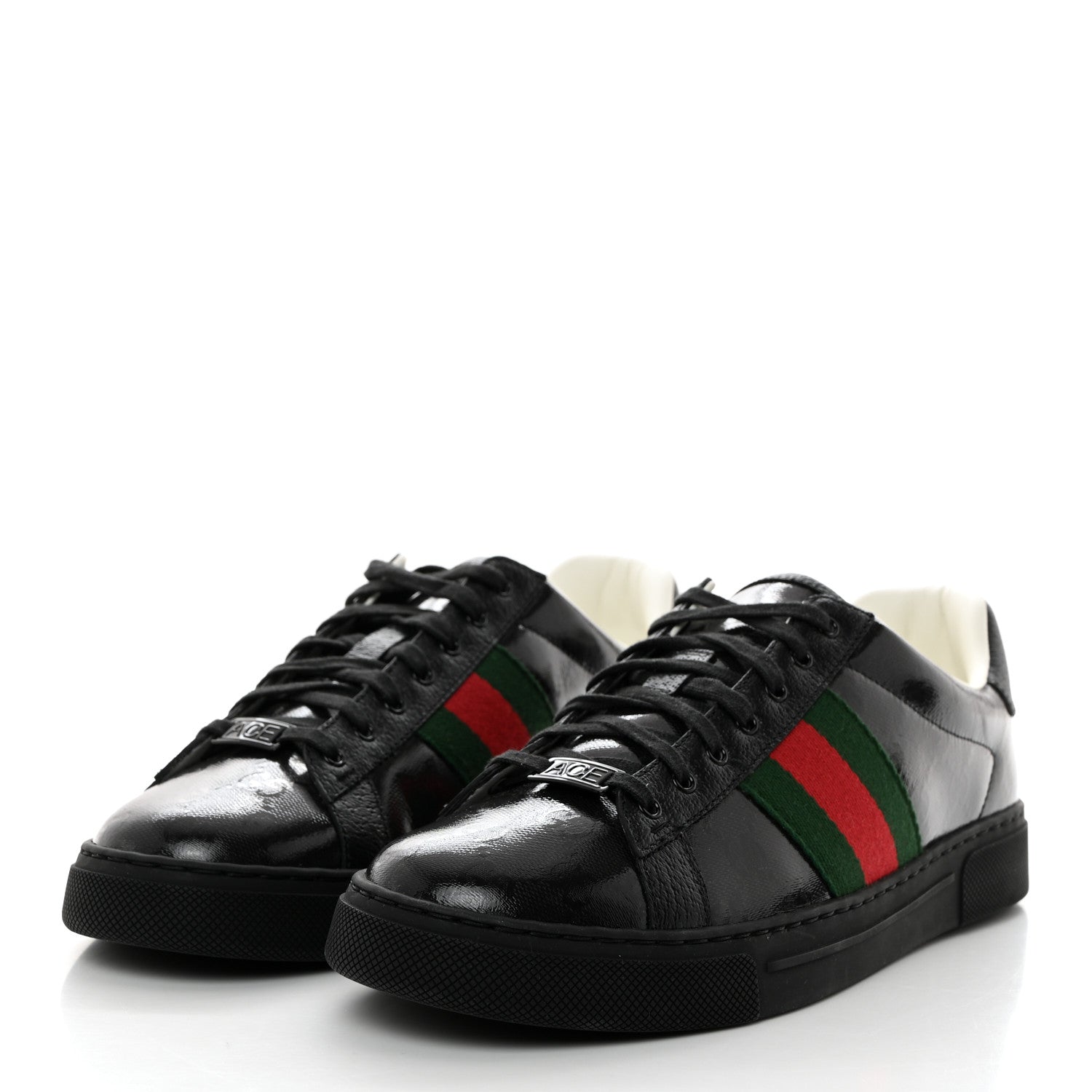 Gucci Crystal GG Monogram Web Mens New Ace Sneakers 8 Black 3 of 9