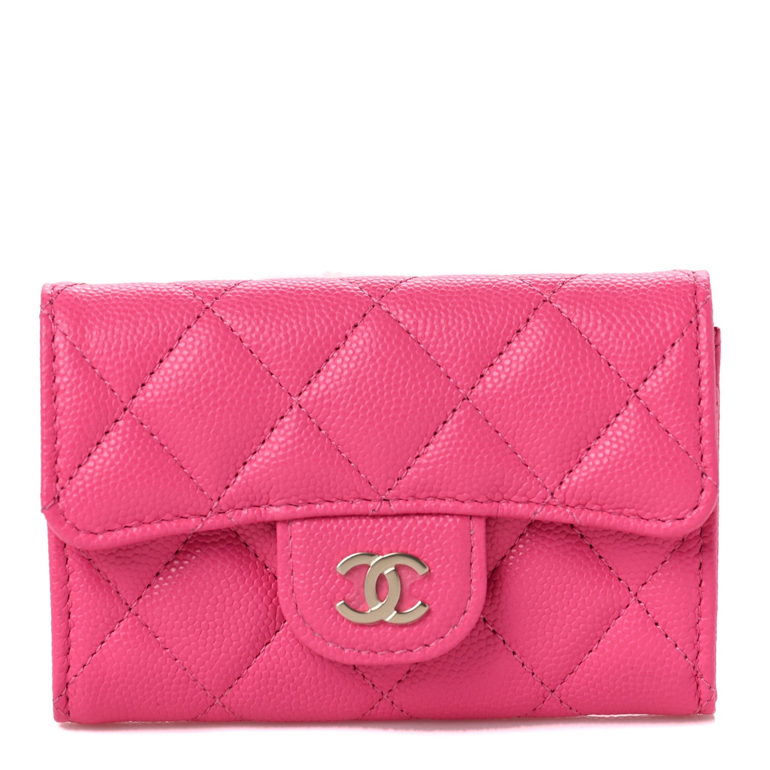 Chanel Caviar Quilted Flap Card Holder Wallet Pink 1 of 9