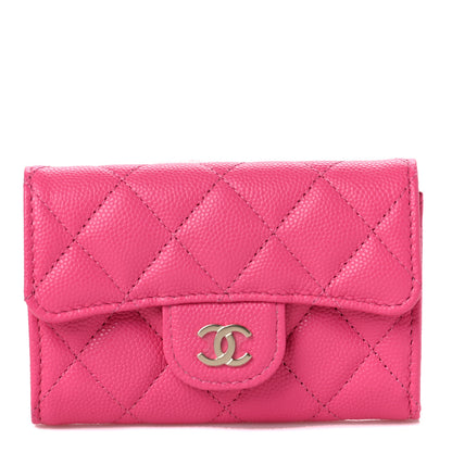 Chanel Caviar Quilted Flap Card Holder Wallet Pink 1 of 9