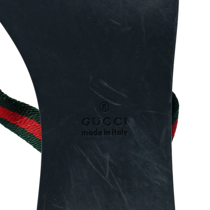 Gucci Nylon Calfskin Web Womens Thong Sandals 37 Green Red 6 of 8