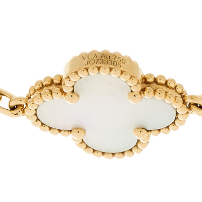 Van Cleef & Arpels 18K Yellow Gold Mother of Pearl 5 Motifs Vintage Alhambra Bracelet 3 of 5