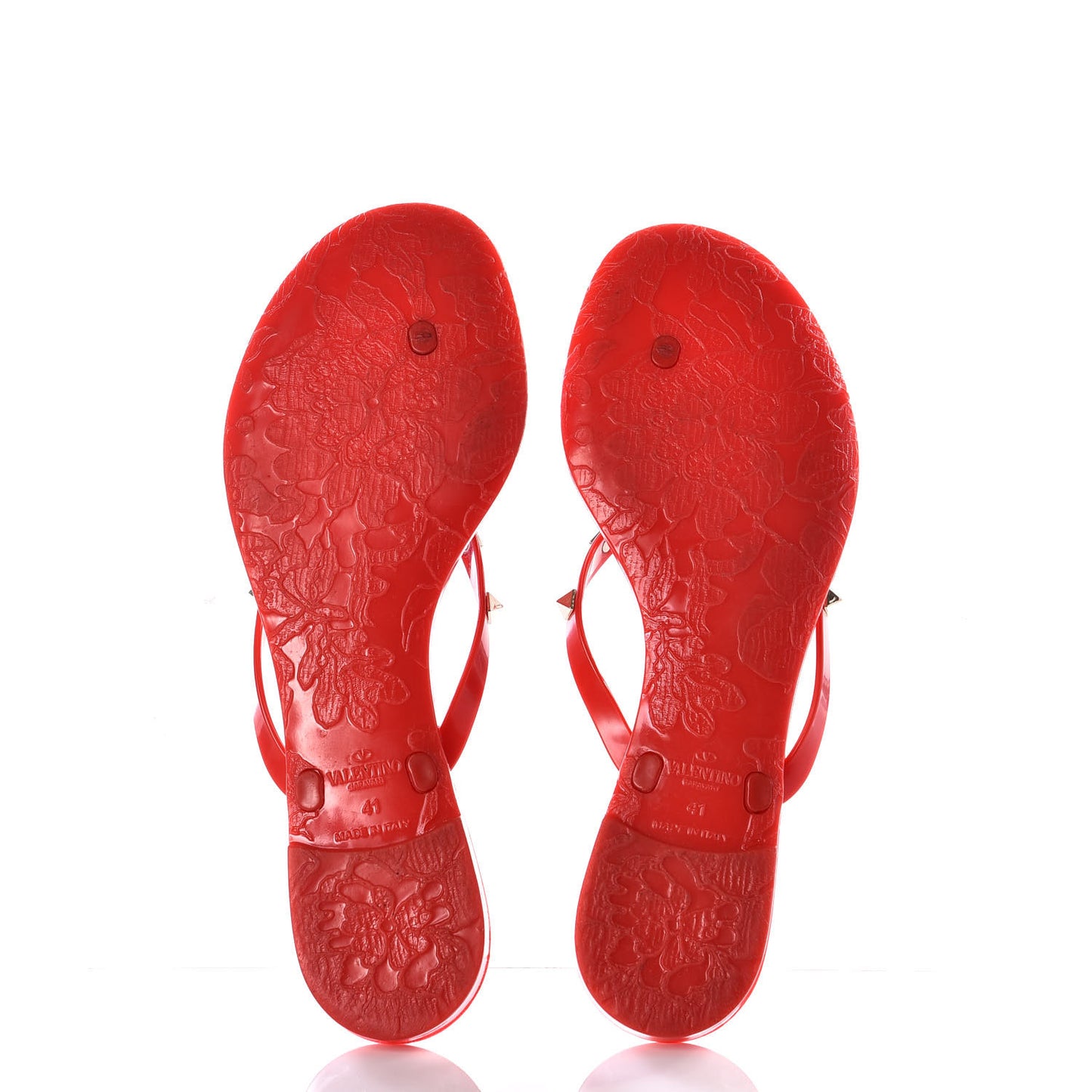PVC Jelly Rockstud Bow Thong Sandals 41 Rosso Valentino