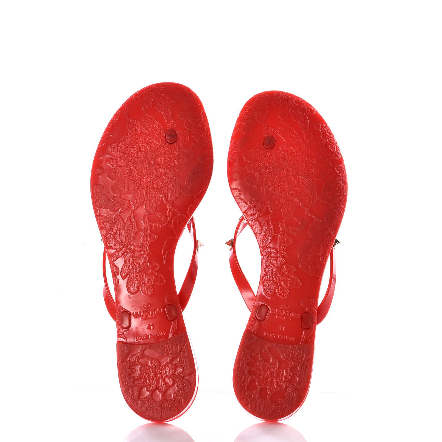 Valentino Garavani PVC Jelly Rockstud Bow Thong Sandals 41 Rosso Valentino 6 of 10