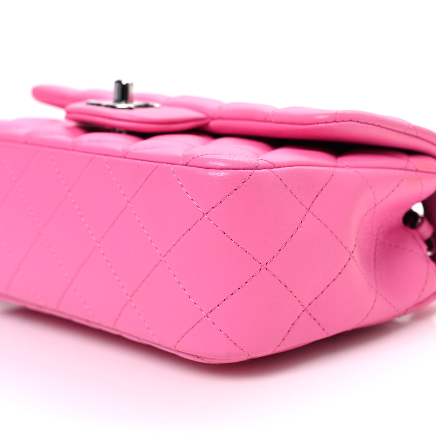 Lambskin Quilted Mini Rectangular Flap Pink