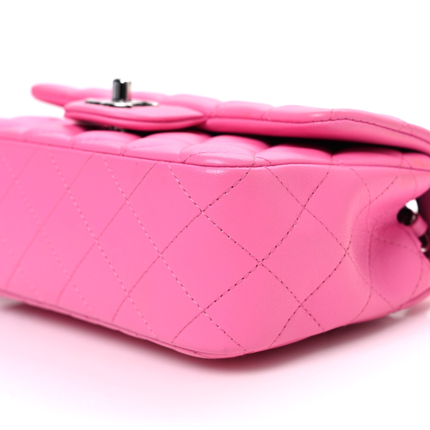 Chanel Lambskin Quilted Mini Rectangular Flap Pink 10 of 12