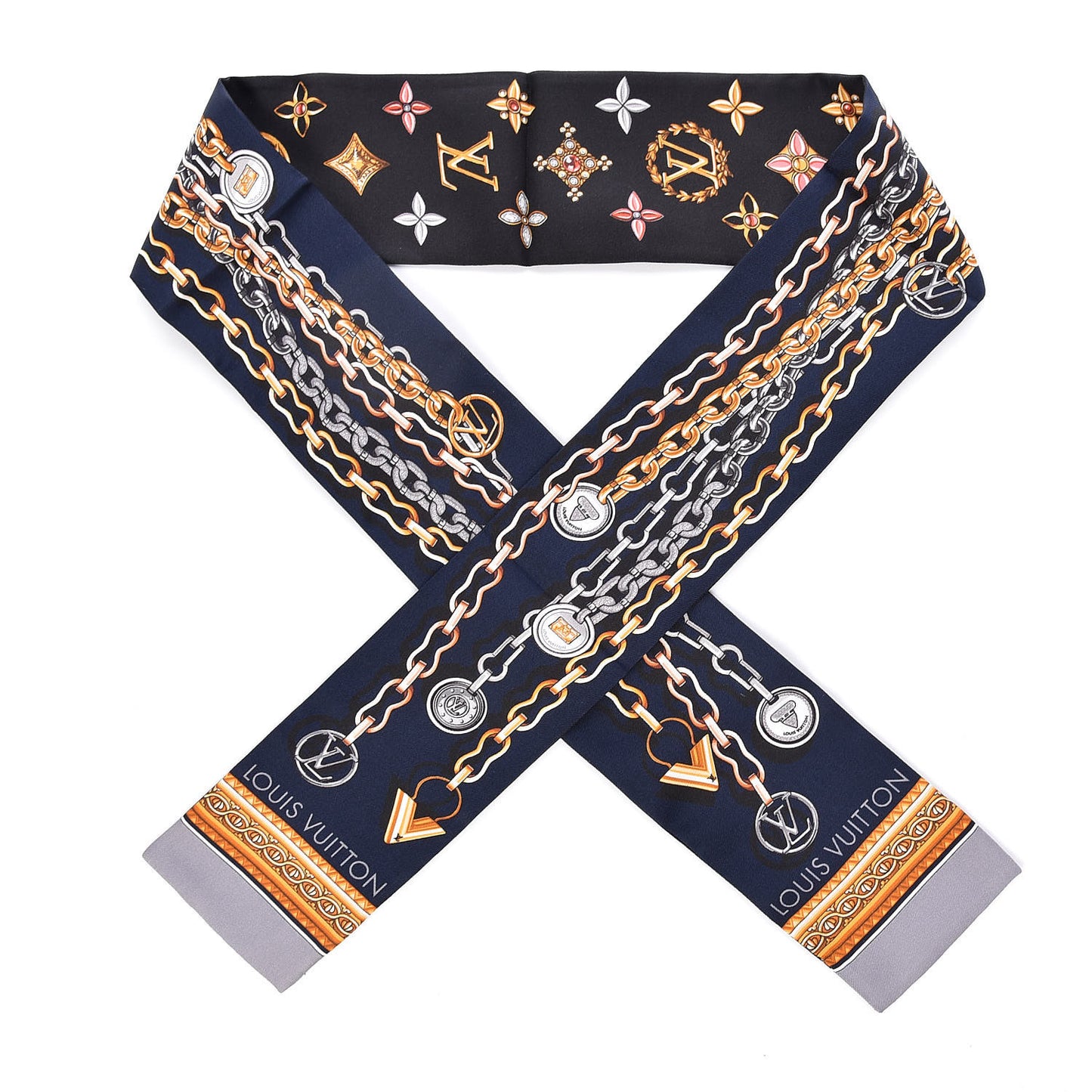 Silk Monogram Vendome Bandeau Navy