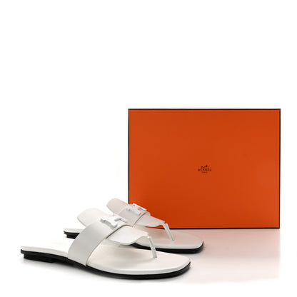Hermes Calfskin Womens Galerie Sandals 38.5 White 9 of 9