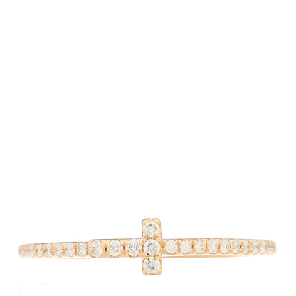 Tiffany 18K Rose Gold Diamond T Wire Pave Ring 59 8.5 1 of 6