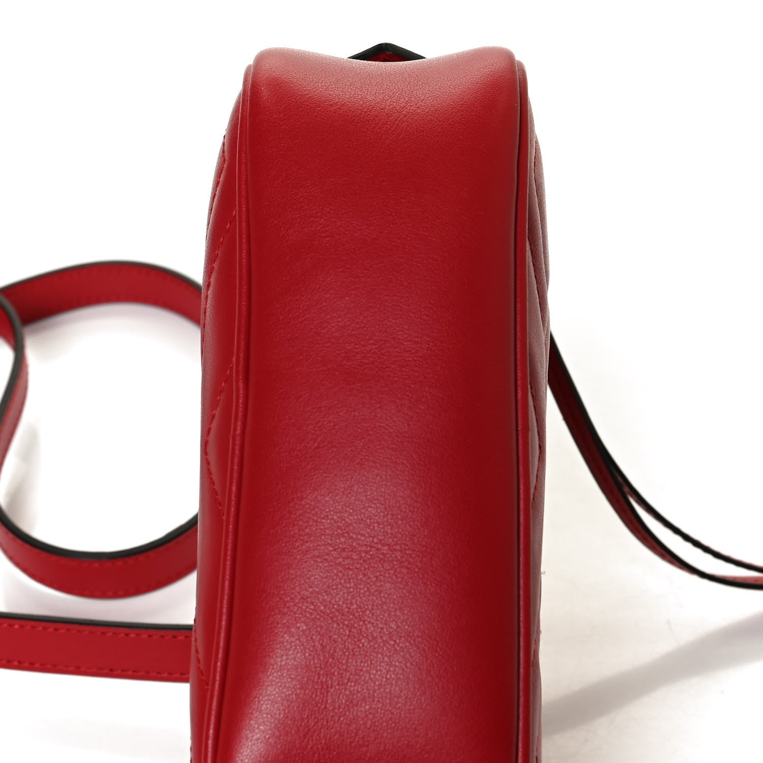 Gucci Calfskin Matelasse Mini GG Marmont Chain Shoulder Bag Hibiscus Red 13 of 13
