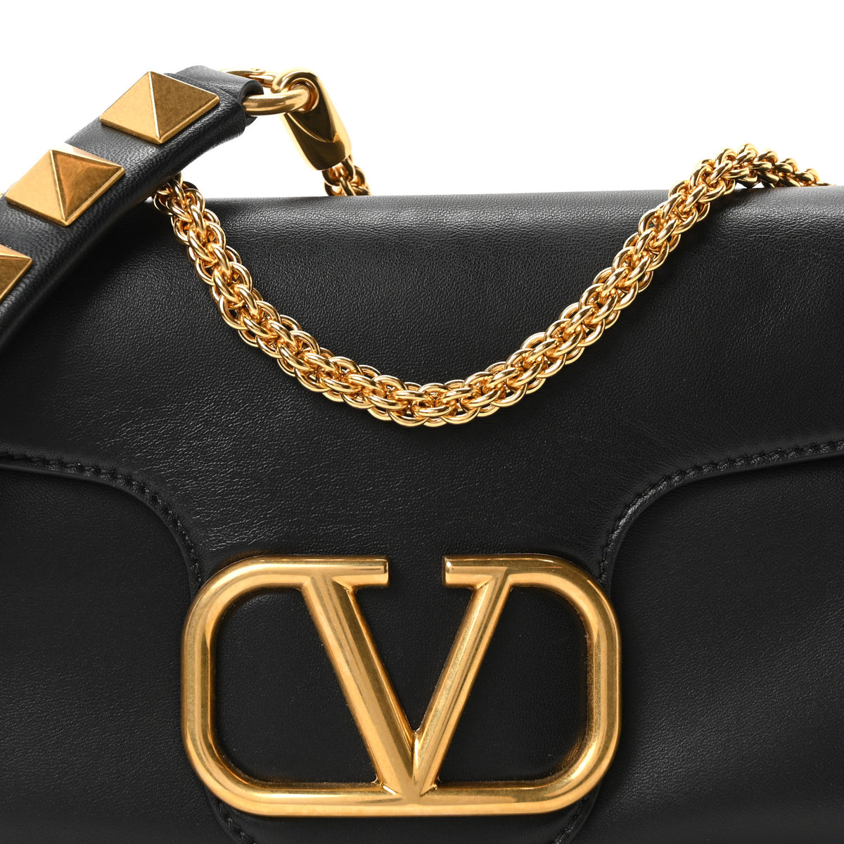 Valentino Garavani Nappa Stud Sign Shoulder Bag Black 7 of 9