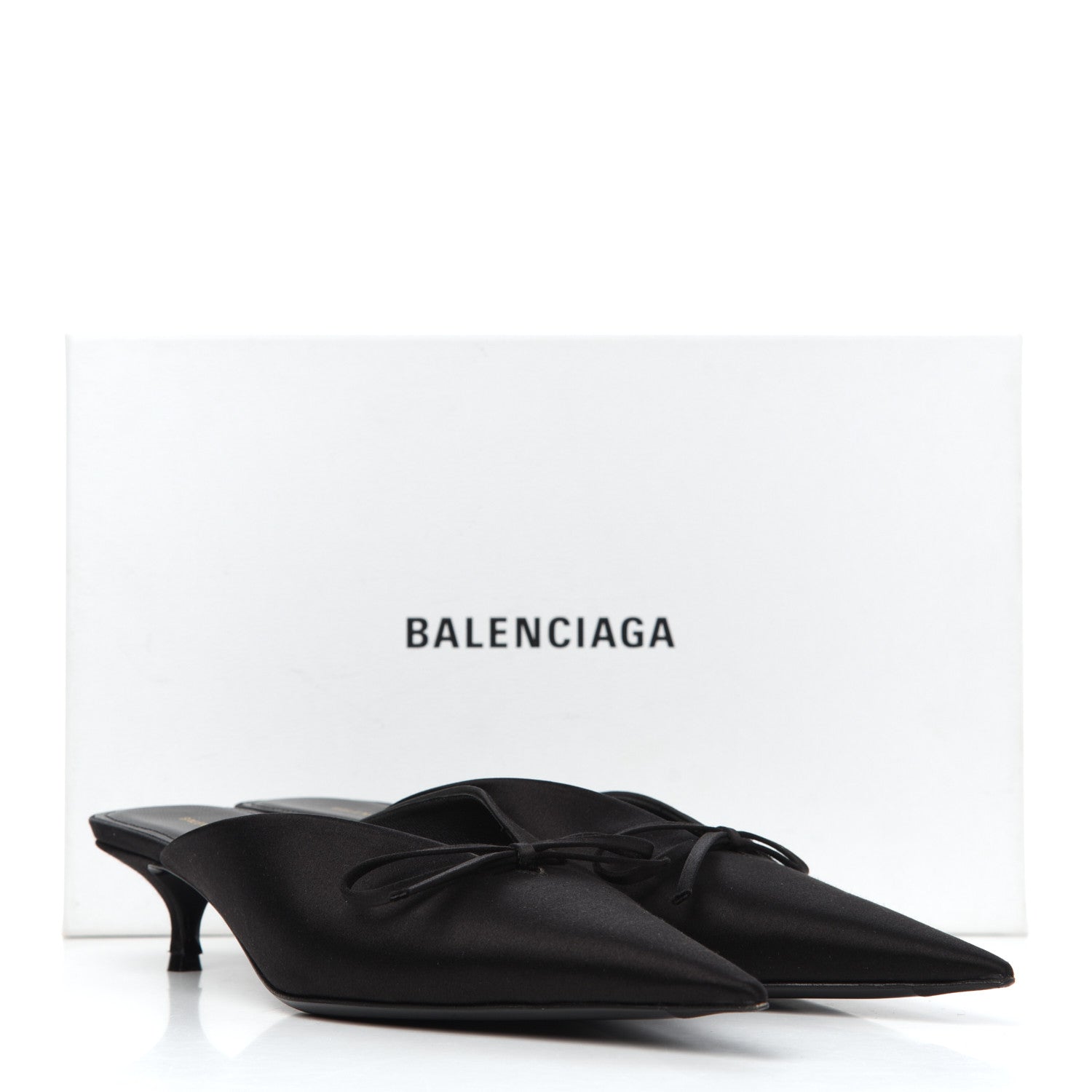 Balenciaga Satin Pointed Toe Knife 40mm Mules 39 Black 12 of 12