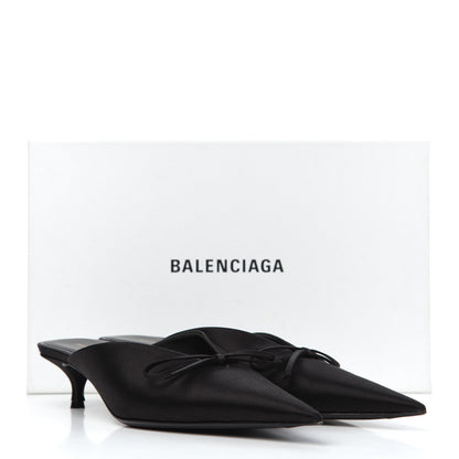 Balenciaga Satin Pointed Toe Knife 40mm Mules 39 Black 12 of 12