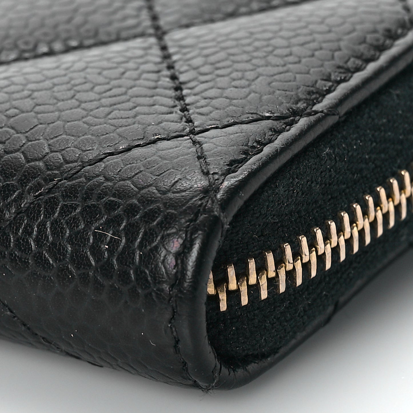 Caviar Quilted Zip Coin Purse Black