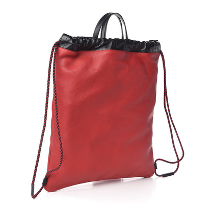 Gucci Calfskin Mens Logo Drawstring Backpack Red 4 of 12
