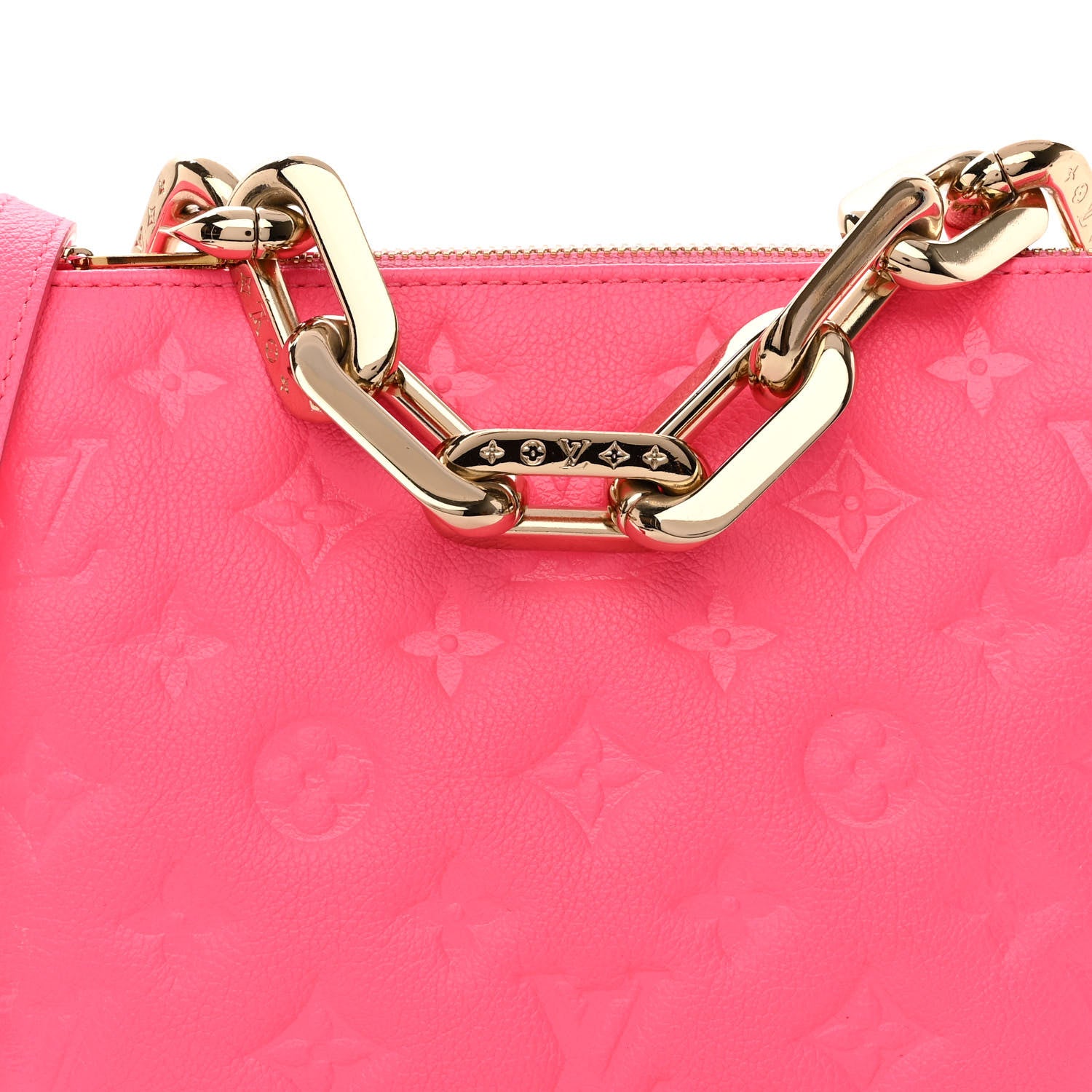 Louis Vuitton Calfskin Embossed Monogram Coussin BB Rose Fluo 9 of 12