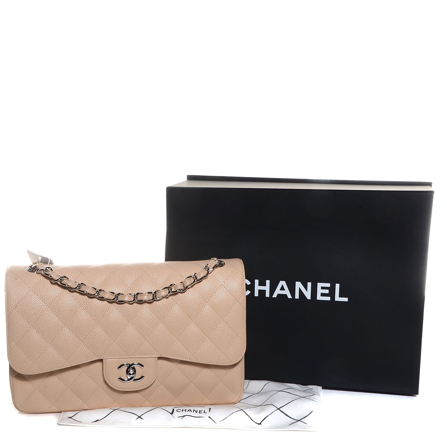 Chanel Caviar Quilted Jumbo Double Flap Beige Clair 5 of 18