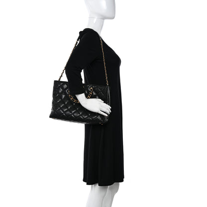 Chanel Shiny Caviar Quilted Chain Handle Shopping Tote Black 2 of 12