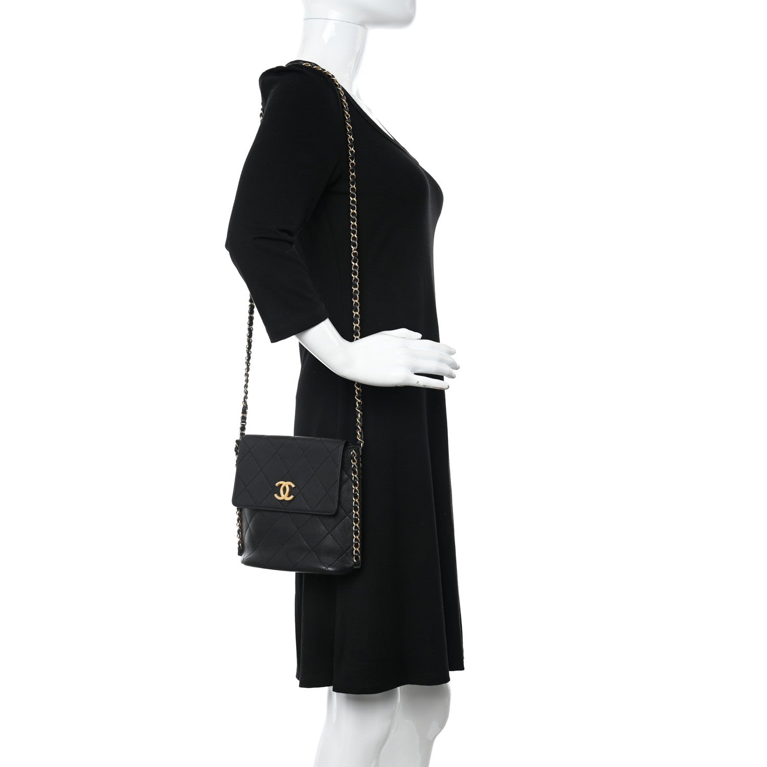 Chanel Calfskin Quilted Chain Small Hobo Bag Black 2 of 10