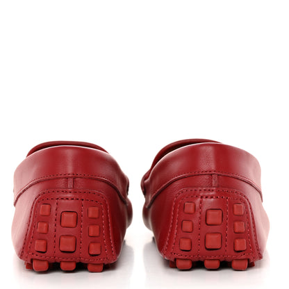 Gucci Soft Clove Calfskin Monochrome Mens Interlocking G Driver Loafers 8 Red 4 of 13