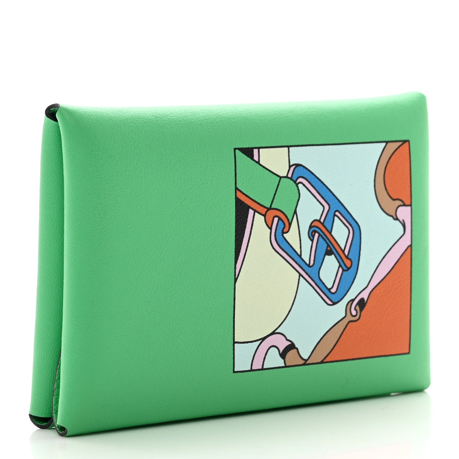 Hermes Swift Compact Saddle Print Calvi Duo Card Case Vert Comics 3 of 7