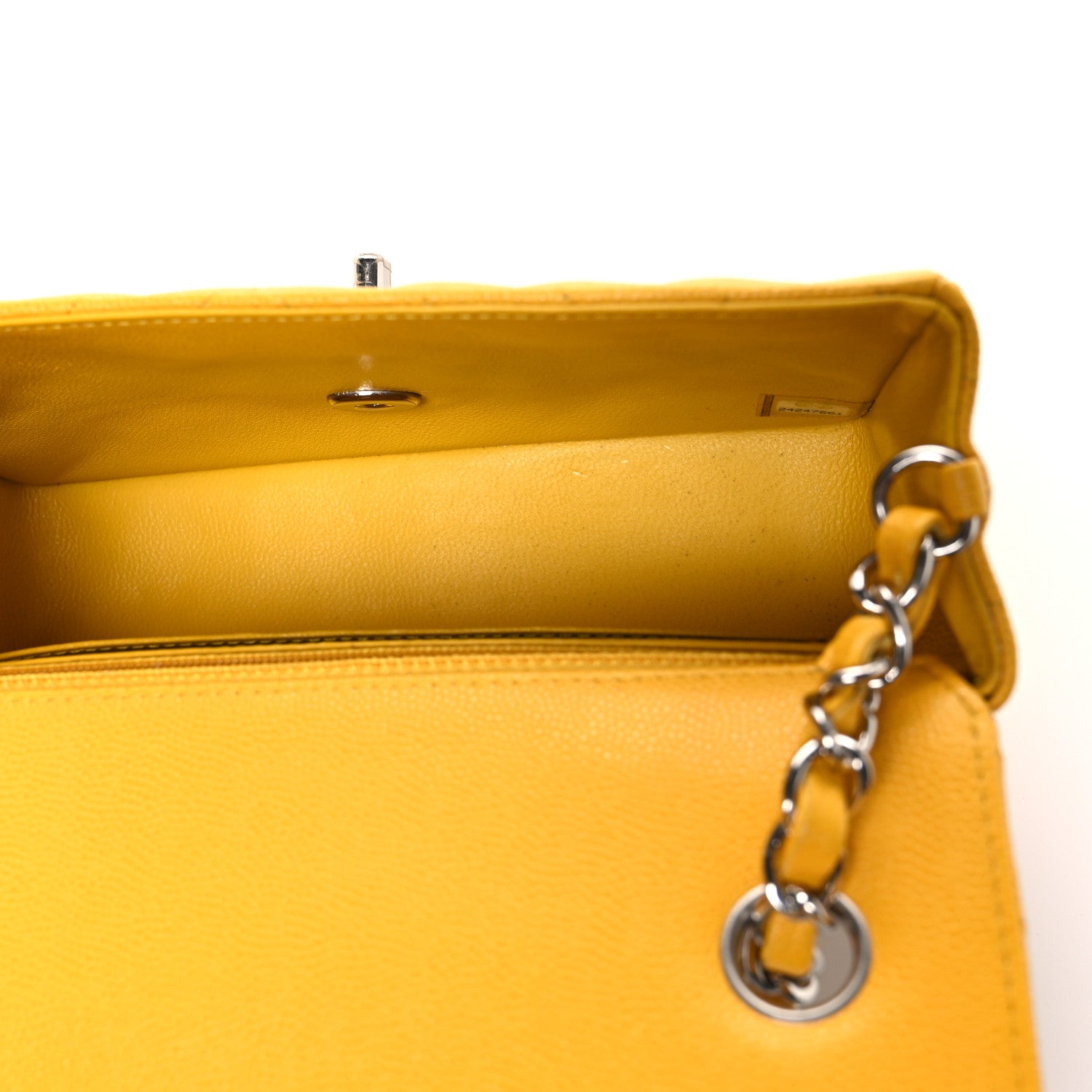 Chanel Caviar Chevron Quilted Mini Rectangular Flap Yellow 5 of 10