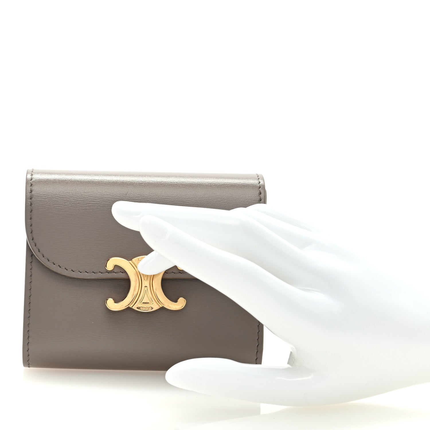 Celine Shiny Smooth Lambskin Small Triomphe Wallet Olive 1 of 6