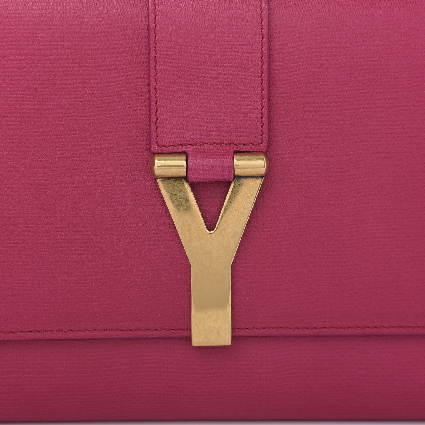 Textured Calfskin Y Ligne Clutch Fuchsia