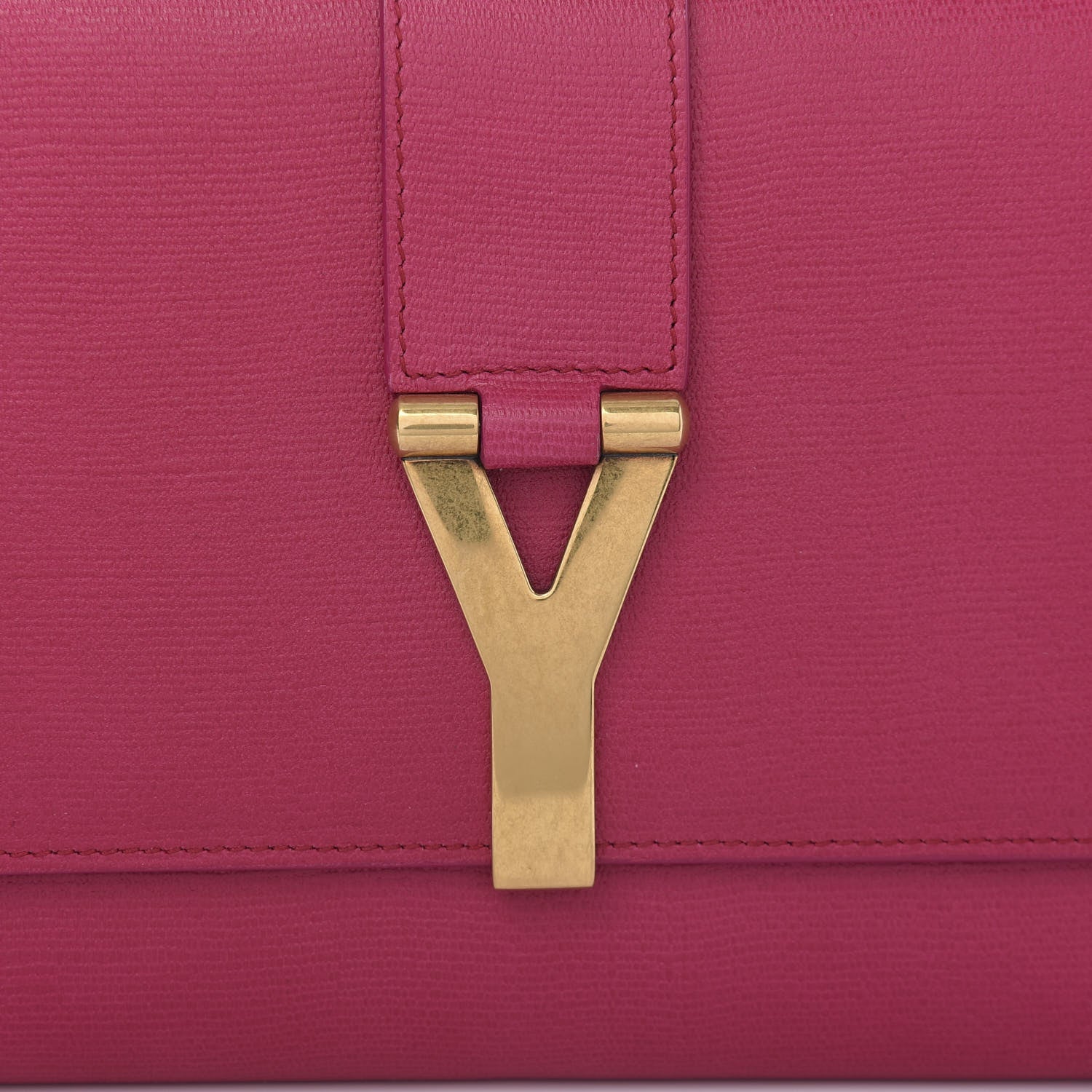 Saint Laurent Textured Calfskin Y Ligne Clutch Fuchsia 9 of 9