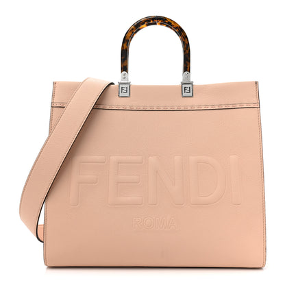 Fendi Vitello King Plexiglass Logo Embossed Medium Fendi Sunshine Shopper Tote Light Rose 1 of 14