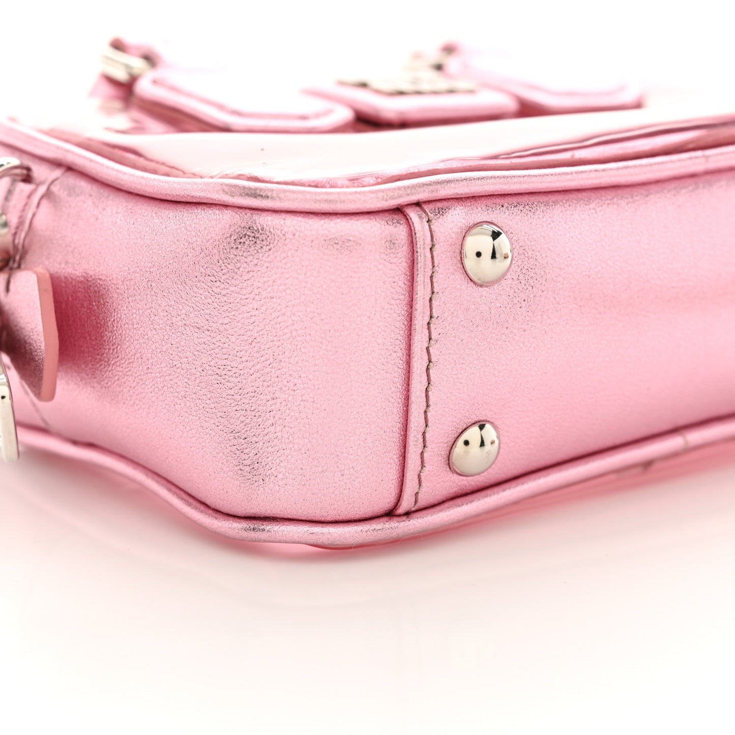 Metallic Nappa Plexi Vinyl Mini Top Handle Crossbody Rosa Mordore