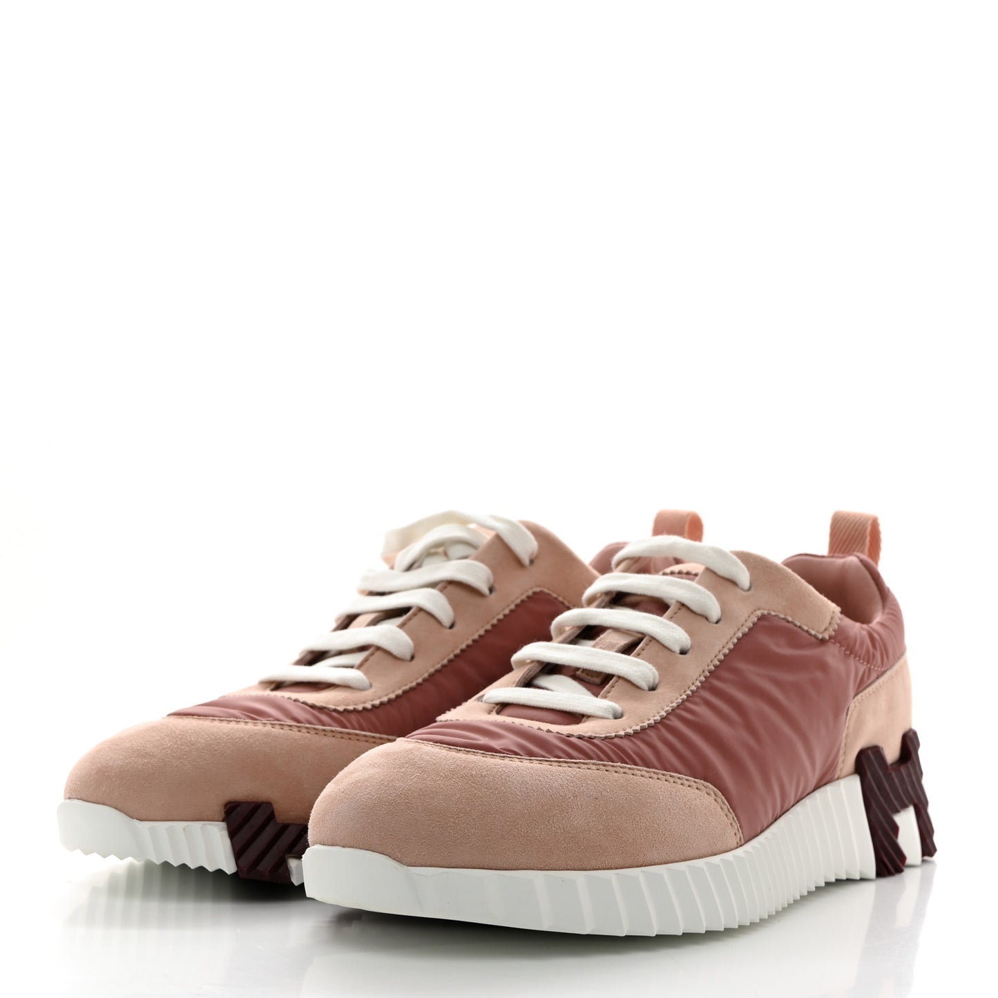 Parachute Fabric Suede Goatskin Bouncing Sneakers 38.5 Rose Rose Opaline