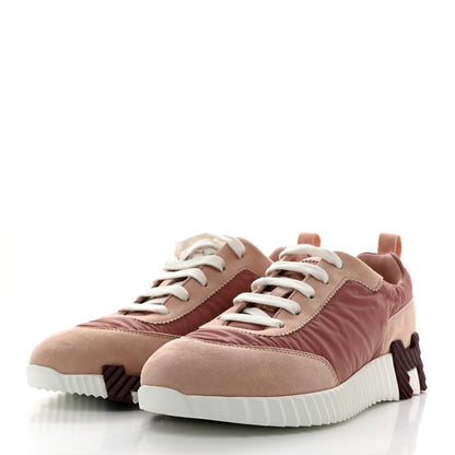 Hermes Parachute Fabric Suede Goatskin Bouncing Sneakers 38.5 Rose Rose Opaline 3 of 8